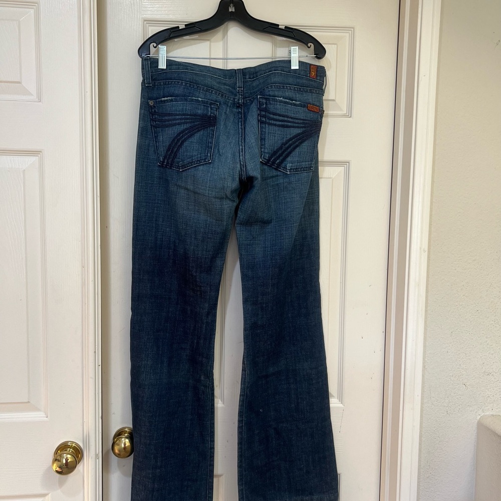 7 FOR ALL MANKIND WOMEN size 31 LOOM DARK WASH MID RISE DOJO TROUSER DENIM JEANS